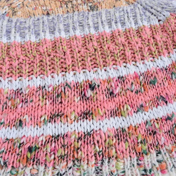 Anthropologie Kahlo Striped Pink & Cream Chunky Knit Crewneck Sweater S - Picture 12 of 12
